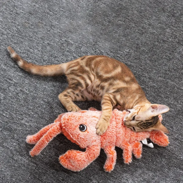 Pet Toys Electric Jumping Shrimp USB Charging Simulation Lobster Funny Cat Plush Pets Toy