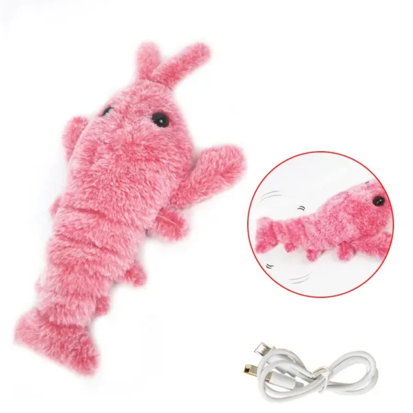 Pet Toys Electric Jumping Shrimp USB Charging Simulation Lobster Funny Cat Plush Pets Toy - Image 3